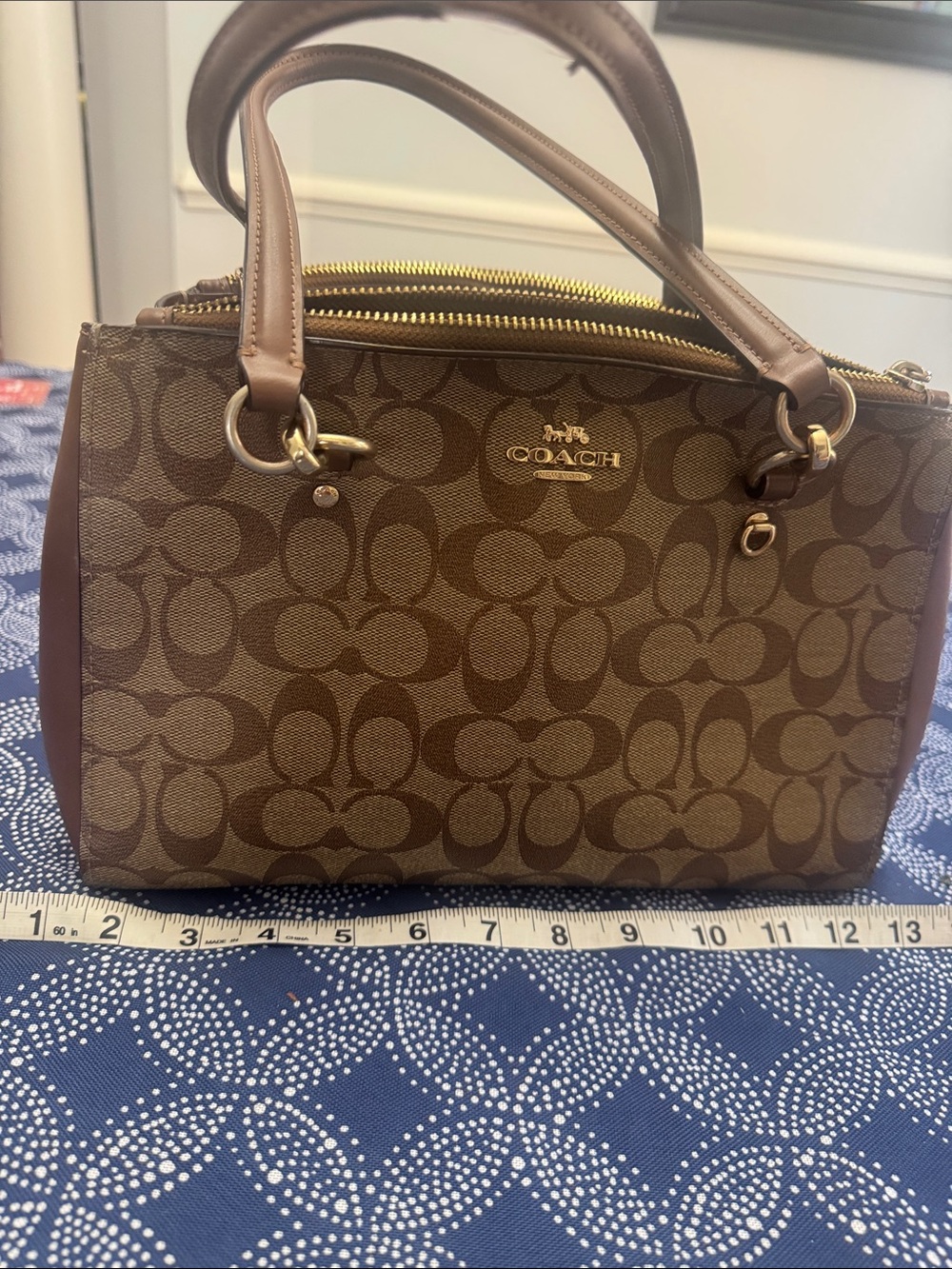 Coach Brown Signature Canvas Satchel - Brown